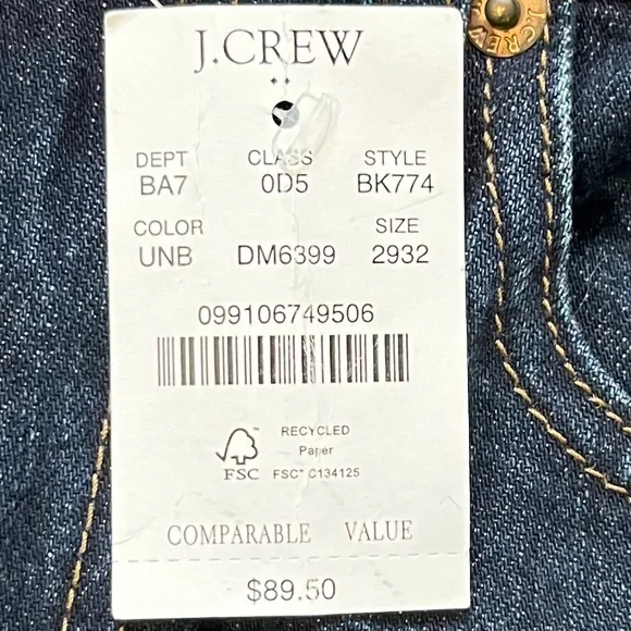 J Crew Men’s Straight Vintage Flex Jeans; W29 L32; New with Tags - Picture 10 of 16
